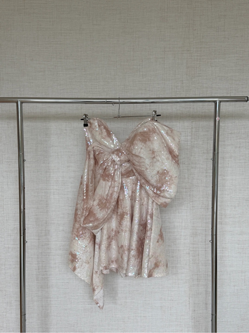 Bardot Satin Bustier Top in Soft Blush